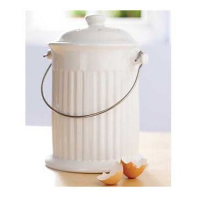 Compost Crock Tabletop Food Bin 2.8l, White Lakeland