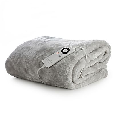throw electric pearl grey heated 160cm faux fur blanket sofa blankets