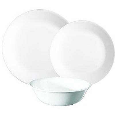 Corelle® 12Piece White Dinner Set with Plates, Side Plates & Bowls for