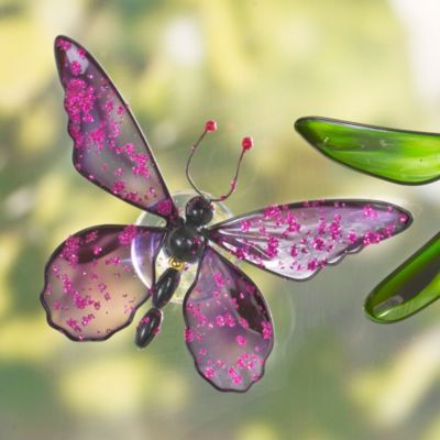 Purple Glitter Butterfly Window Bugz