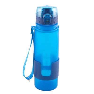 Collapsible Silicone Water Drinking Bottle 500ml Blue eBay