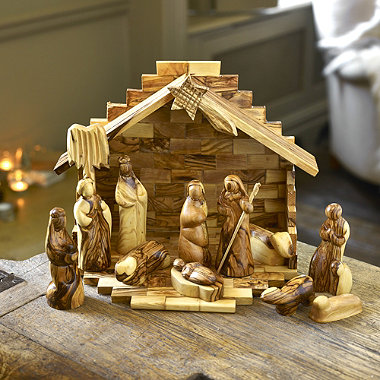 12-Piece Olive Wood Nativity Set
