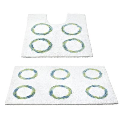 Blue Circles Bathroom Mats