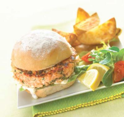 Oriental salmon burgers