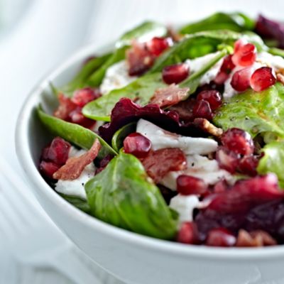 Jewelled Salad with Pomegranate, Crispy Bacon & Mozzarella