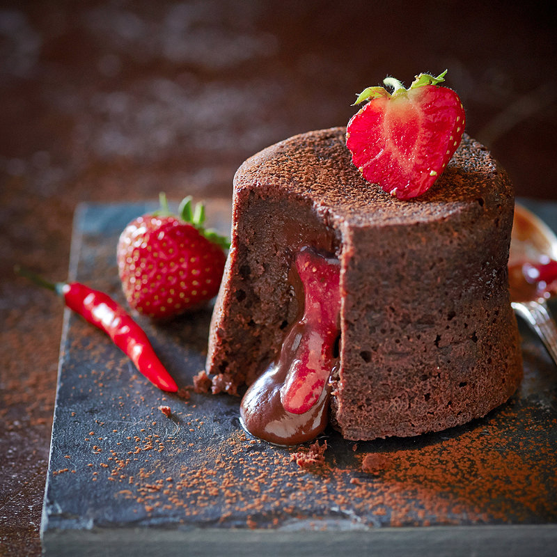 Spiced Chocolate Fondant Puddings With Strawberry & Thyme ...