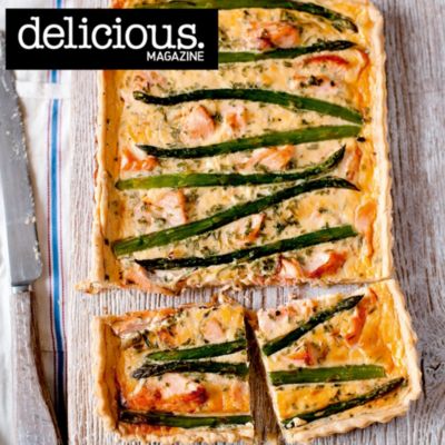 Salmon and asparagus tart