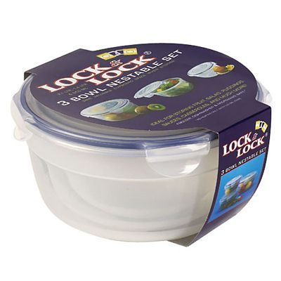3 Lock & Lock Nesting Mixing Bowls 0.8L, 1.4L & 2.1L Set With Lids image(2)