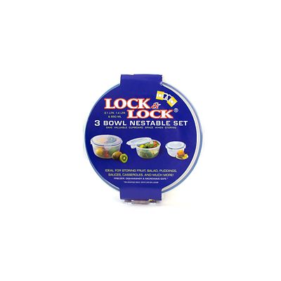 3 Lock & Lock Nesting Mixing Bowls 0.8L, 1.4L & 2.1L Set With Lids image(9)