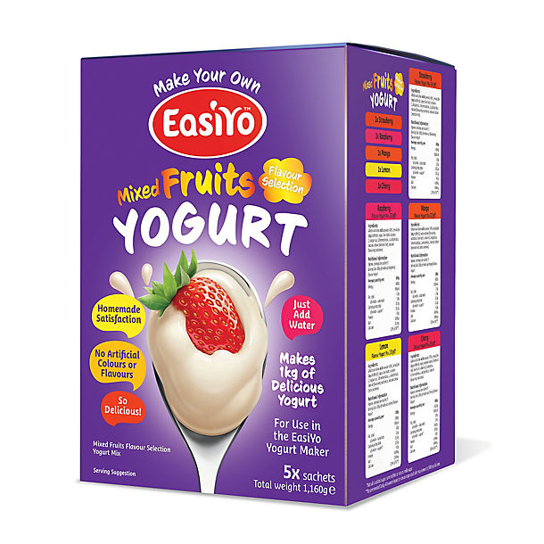 EasiYo Mixed Fruits Variety Pack 1kg Yogurt Sachet Mix (5 Sachets) image()