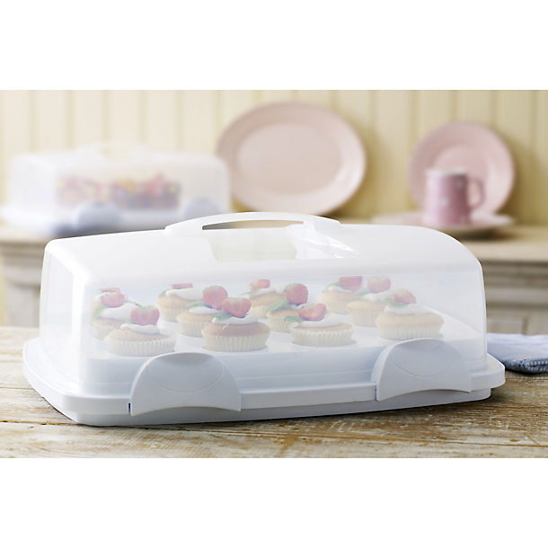 Cake Carrier Caddy & Lid - Holds 12 Cupcakes Or 24 Mini Muffins  image()