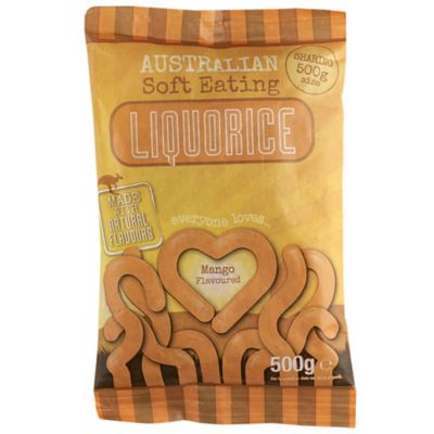 Australian Soft Eating Liquorice 500g Bag - Yellow Mango Flavour image()