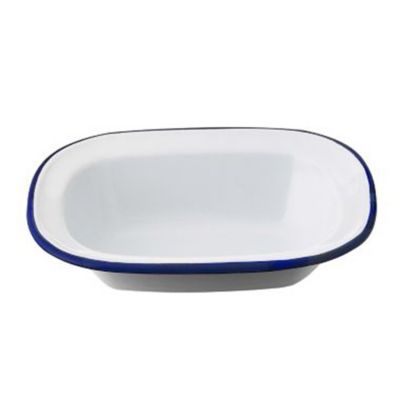 Enamel Oblong Pie Dish 16cm White Lakeland