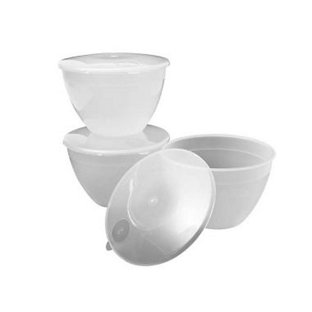 3 Plastic Lidded Steamed Pudding Basins 1.2L image(1)