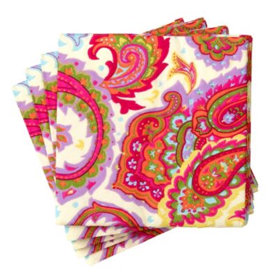 20 Paisley Ivory & Fuchsia Napkins image(1)
