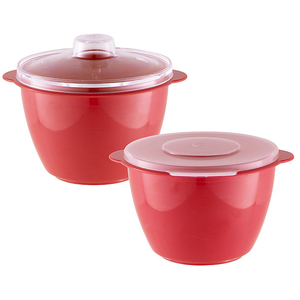 Microwave Cookware Stain Proof - 2 Red Mini Lidded Pots image(1)