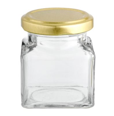 6 Square Mini Glass Jam Jars With Lids 130ml image(4)
