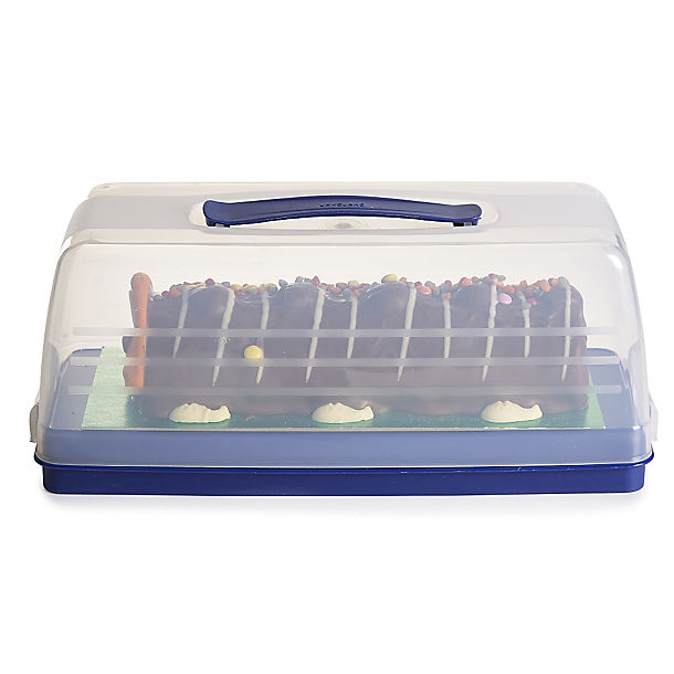 Cake Carrier Caddy & Clear Lid - Oblong Holds Swiss Rolls & Loaf Cake image(1)