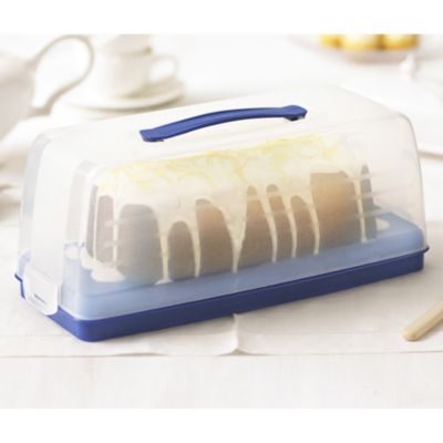 Cake Carrier Caddy & Clear Lid - Oblong Holds Swiss Rolls & Loaf Cake image(2)