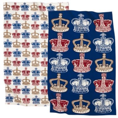 2 Vintage Crowns Tea Towels image(1)