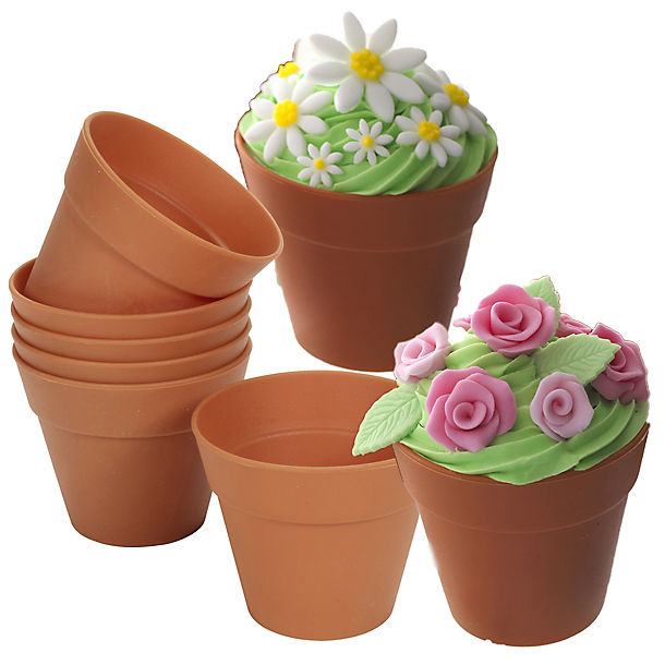 6 Silicone Flowerpot Cupcake Moulds image(1)