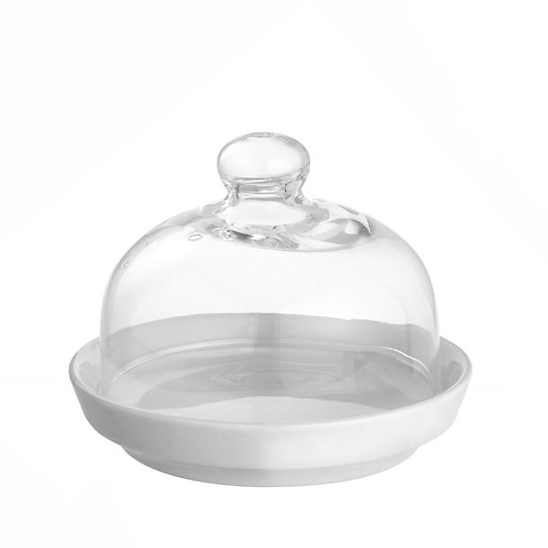 Elegance Porcelain Mini Serving Plate & Glass Lid image(1)