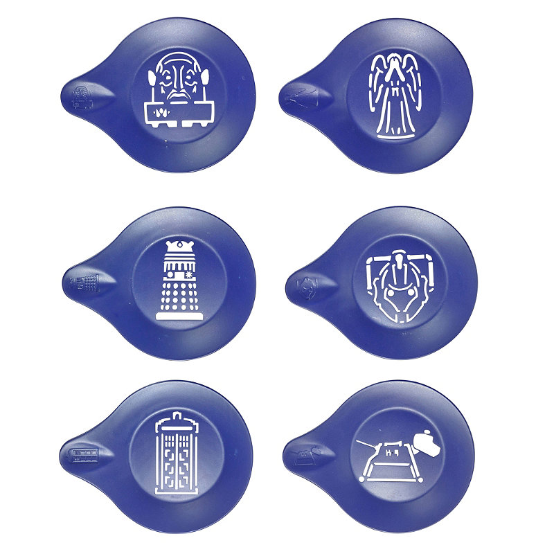DR WHO DOCTOR WHO CAKE COFFEE SHOP HOT CHOCOLATE DUSTING STENCIL KIT 6 DESIGNS 