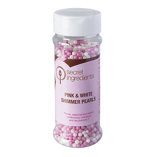 Cake Decorating Sprinkles - 165g Pink and White Shimmer Pearls image(1)