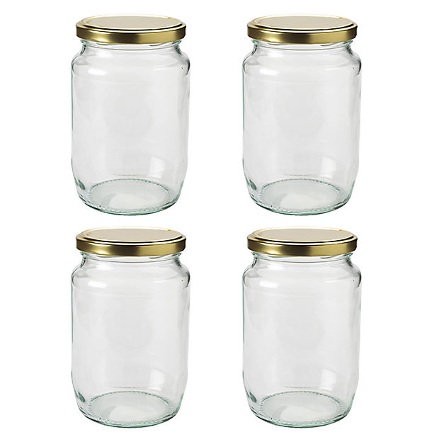 4 Extra Large Glass Jam Jars With Lids 750ml (2lb) image(1)