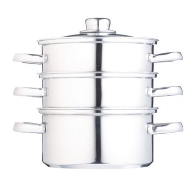Stainless Steel Steamer Pot Thick-bottomed, 3 Tier Food Steamer for  Cooking, Large Metal Steam Cooker, Work for Induction and Stove, Suitable  for