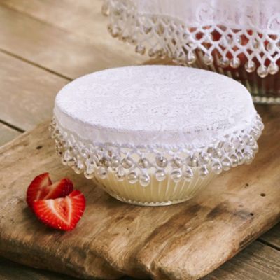 Lace Effect Beaded Food Bowl & Pot Cover - 13cm White - (Image 2)