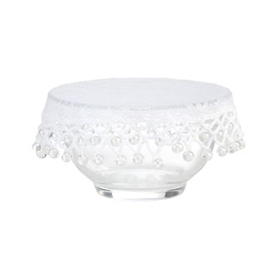 Lace Effect Beaded Food Bowl & Pot Cover - 13cm White - (Image 3)