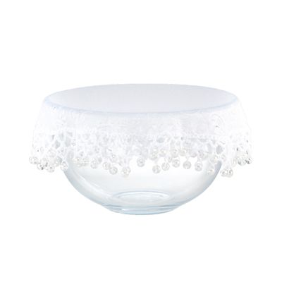 Lace Effect Beaded Food Bowl & Pot Cover - 22cm White - (Image 4)