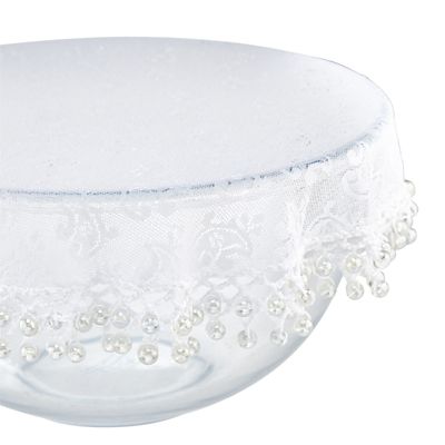 Lace Effect Beaded Food Bowl & Pot Cover - 32cm White image(3)