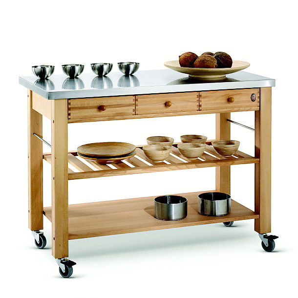Eddingtons Three Drawer Lambourn Trolley With Stainless Steel Top image()