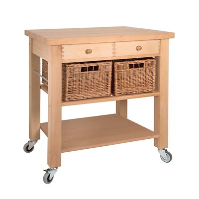 Eddingtons Two Drawer Lambourn Trolley With Solid Beech Top - (Image 2)