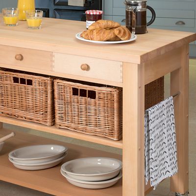 Eddingtons Two Drawer Lambourn Trolley With Solid Beech Top - (Image 3)