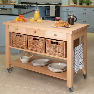 Eddingtons Three Drawer Lambourn Trolley With Solid Beech Top - (Image 2)