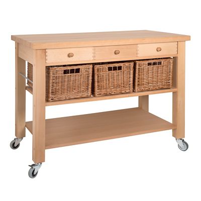 Eddingtons Three Drawer Lambourn Trolley With Solid Beech Top - (Image 3)