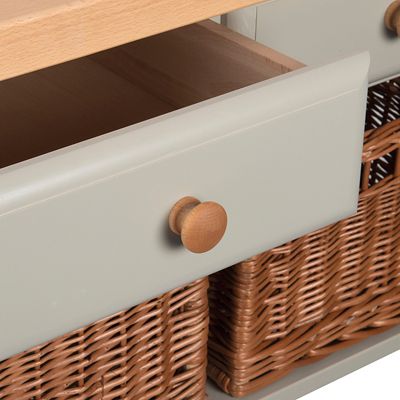 Eddingtons Three Drawer French Grey Lambourn Trolley Beech Top - (Image 4)