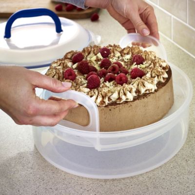 Lock & Lock Cake Carrier Caddy & Clear Lid - Round Holds 25cm Cakes - (Image 2)