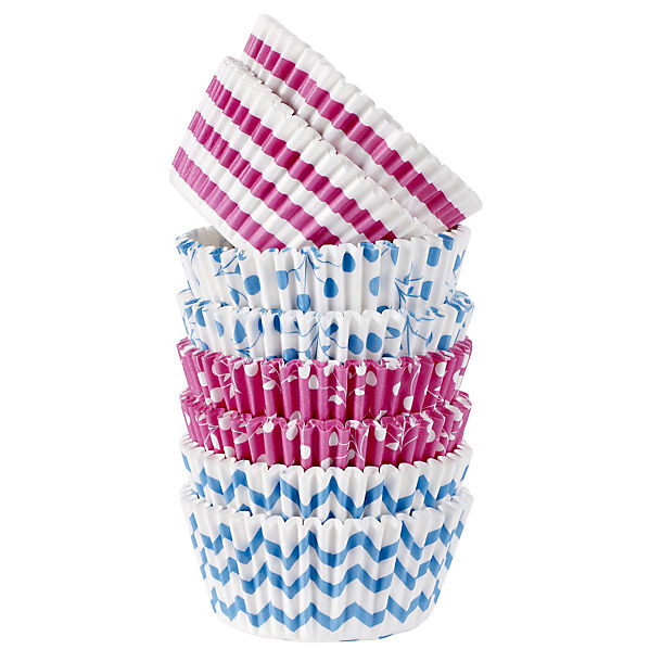100 Mary Berry Greaseproof Cupcake Cases - Pink & Blue image()