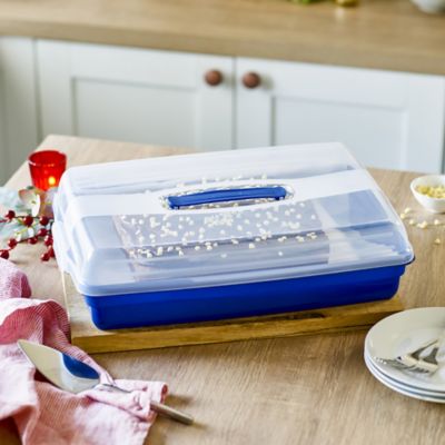 Cake Carrier Caddy & Clear Lid - Oblong Holds Cupcakes & Traybakes image(2)