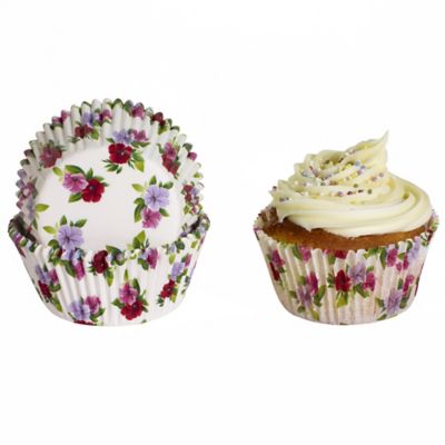 50 Lakeland Greaseproof Cupcake Cases - Mini Pansy Flowers image()