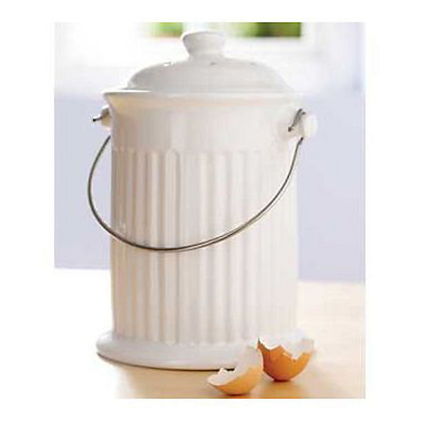 Ceramic Crock Food Compost Bin - White 2.8L image()