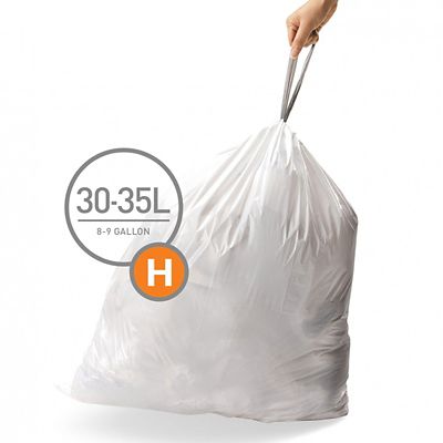 20 simplehuman Size H Drawstring Bin Liners - White Bags 30-35L image(2)