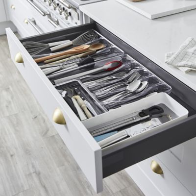 Madesmart Large Expanding Drawer Organiser Cutlery Tray White