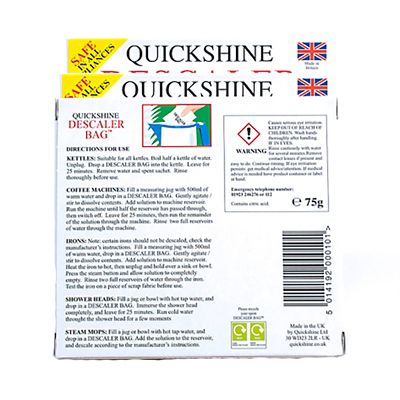 3 Quickshine Kettle Limescale Descaler Sachets  image(6)