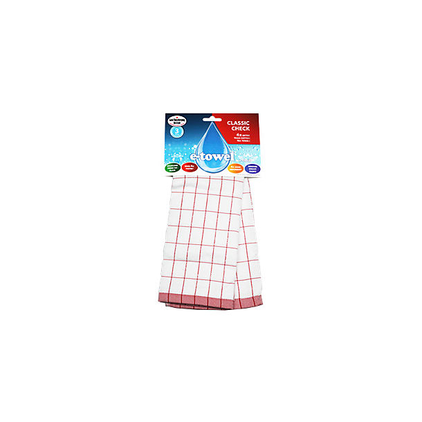 E-cloth Microfibre Classic Check Tea Towel - Red image(1)