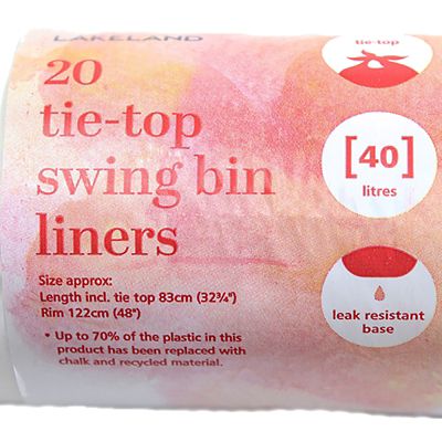 20 Lakeland Tie Top Swing Bin Liners - White Bags 40L image(2)